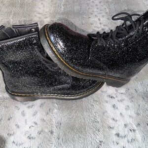 Black Glitter Combat Boots